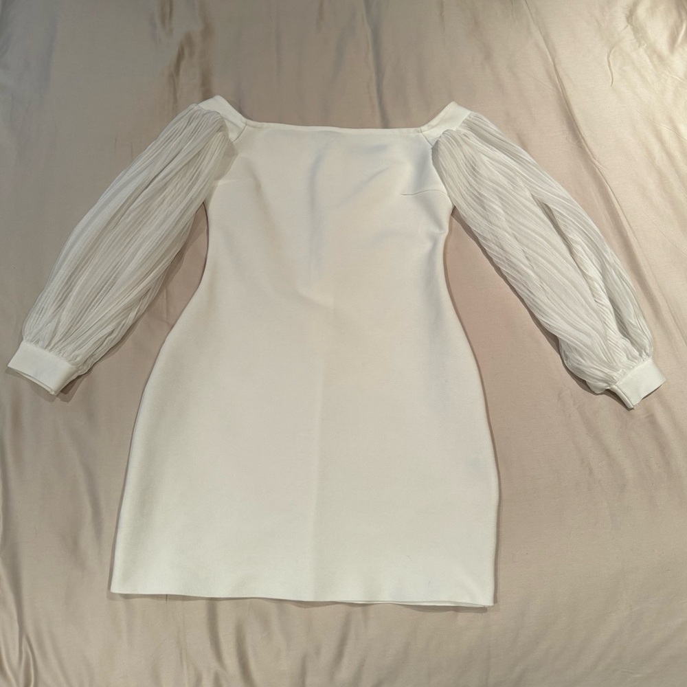 White Dress with Chiffon Long Sleeves